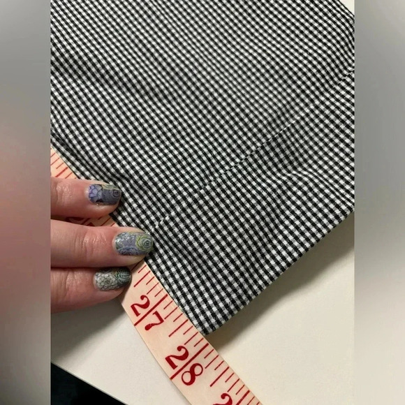 J Jill Black Gingham High Rise Stretch Pants Size 12 Cuffed Elastic Waist - Picture 5 of 7